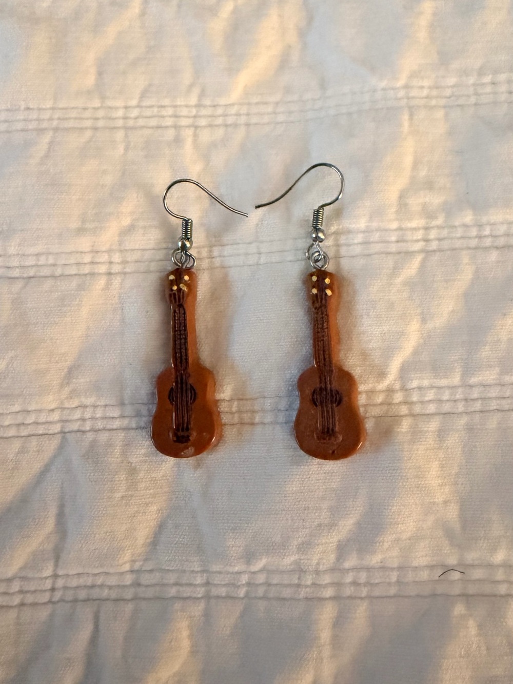 Brown Guitar Dangle Earrings